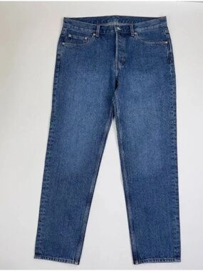 ARKET Men's M005 Straight Leg Cropped Jeans Blue Denim W33